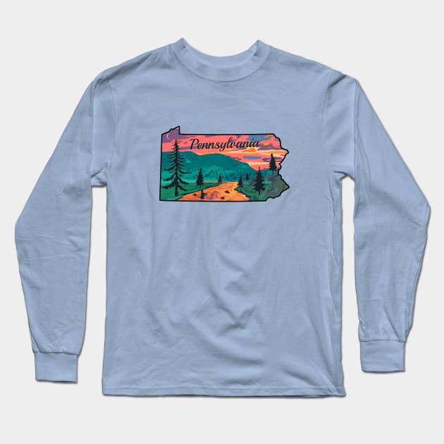 Pennsylvania Fly Fishing State River Sunset by TeeCreations Long Sleeve T-Shirt by TeeCreations